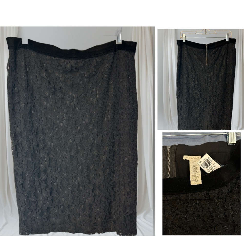 Nwt White + Warren Lace Pencil Skirt - image 1